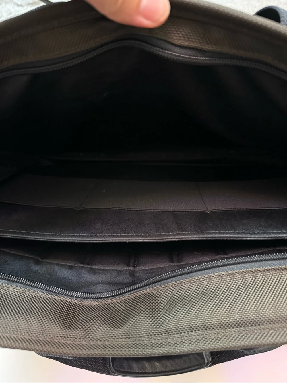Tumi Men’s Alpha Olive Green Laptop Briefcase with Black Trim